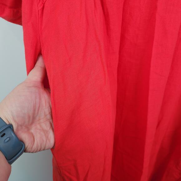 NWT Francesca Bettini Made In Italy Shirt Dress Red Linen Blend Pockets Size M - Picture 6 of 10